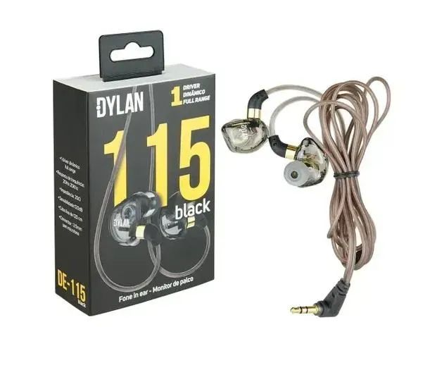 FONE OUVIDO IN-EAR DYLAN DE-115 BLACK MONITOR DE PALCO
