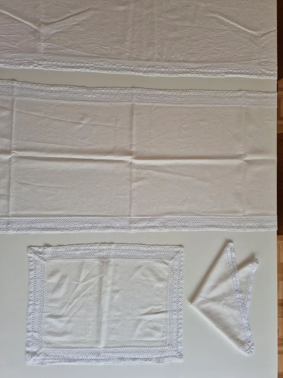 Jogo 6 lugares de linho pontos caseados - Foto 2