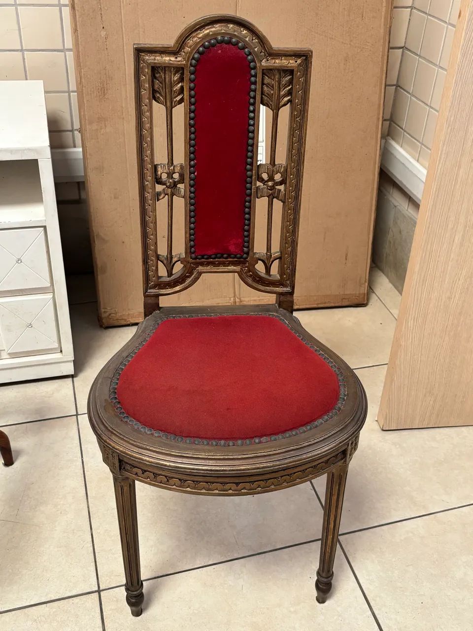 Cadeira Luis Xv Veludo VERMELHO OPORTUNIDADE 