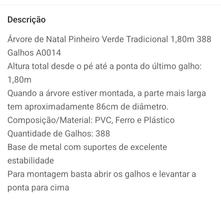 Árvore de Natal 1.80cm altura64315486614147121