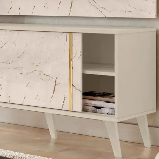 Conjunto Rack com painel cronos calacata off white (ate 65 polegadas) - Foto 3