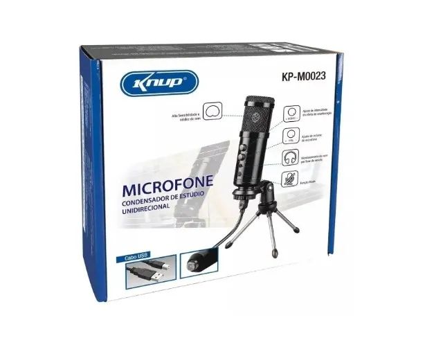 MICROFONE CONDENSADOR DE MESA USB COM FIO KNUP KP-M0023 - Foto 3