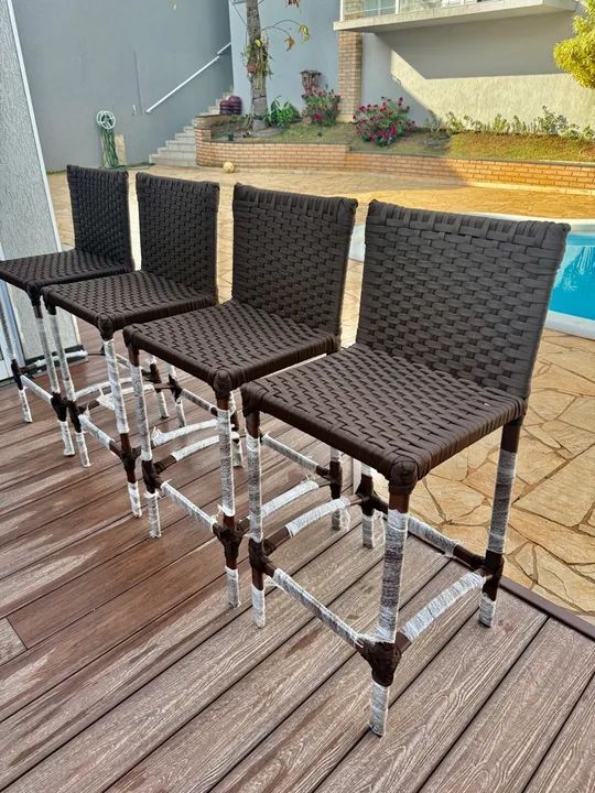 Conjunto de 4 Cadeiras de Bar em tricô nautico 590 cada