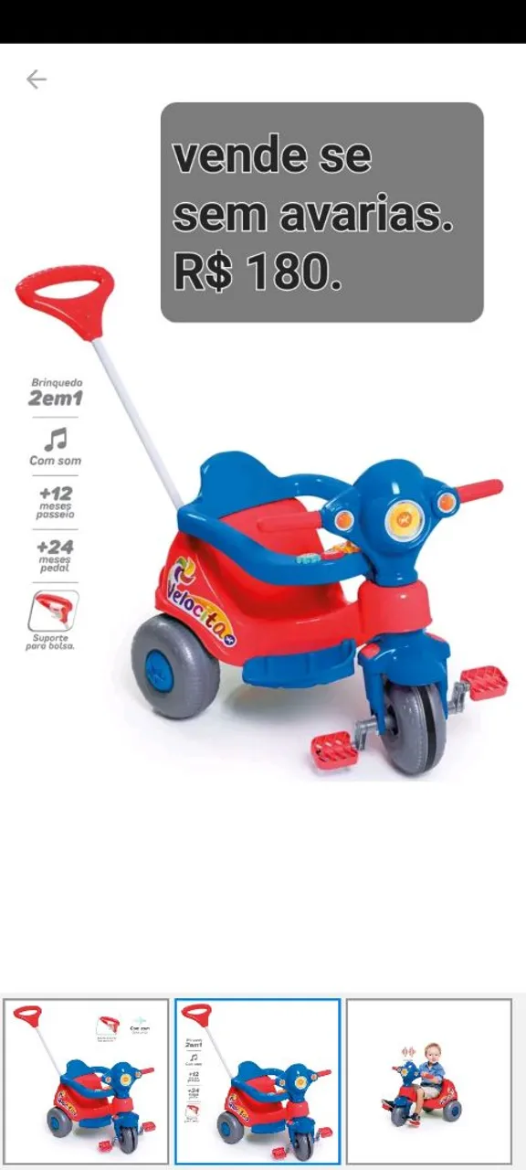 Tricycle Velocitao 2 em 1 - R$ 130