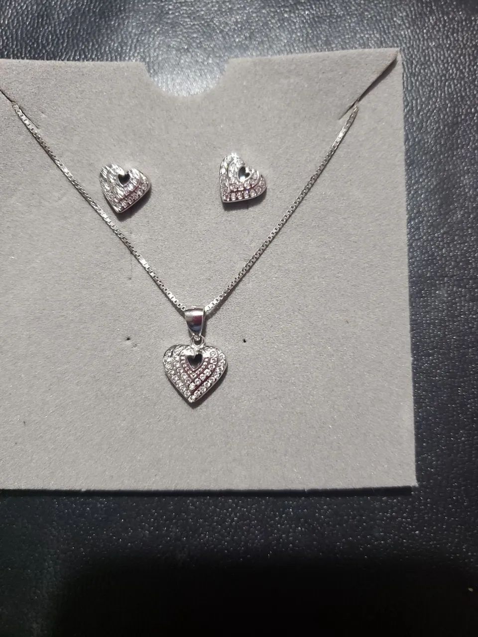 Conjunto prata 925 coração 