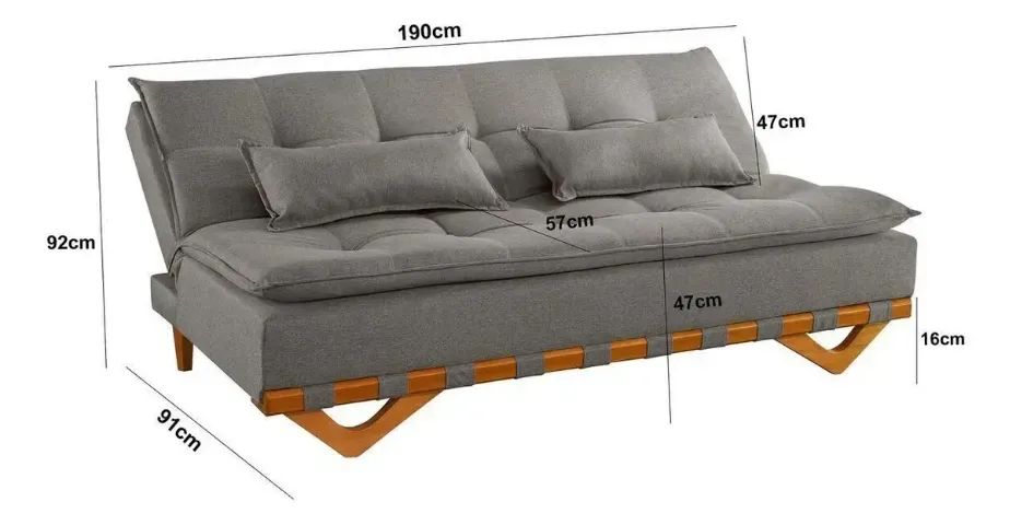 Sofá Cama Capri Cinza (ENTREGAMOS NO MESMO DIA) - Foto 3