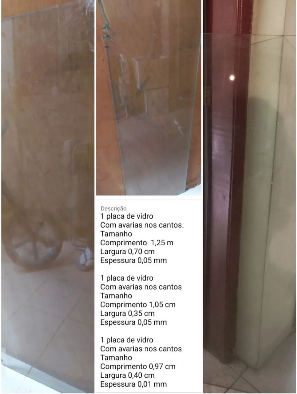 3 Placas de Vidro ATENÇÃO O VALOR SE REFERE AS 3 PLACAS