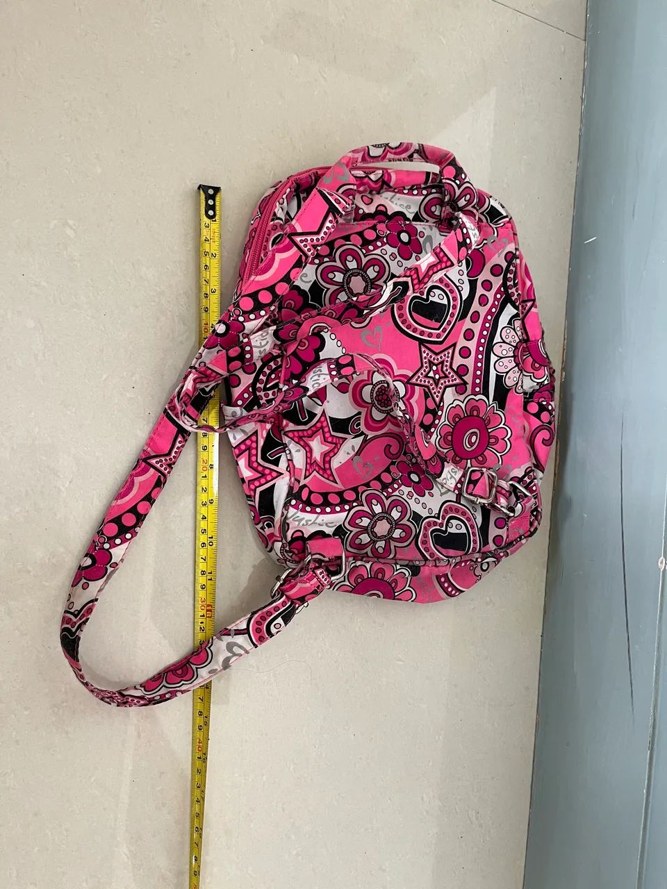 Mochila infantil rosa tecido pequena - Foto 2