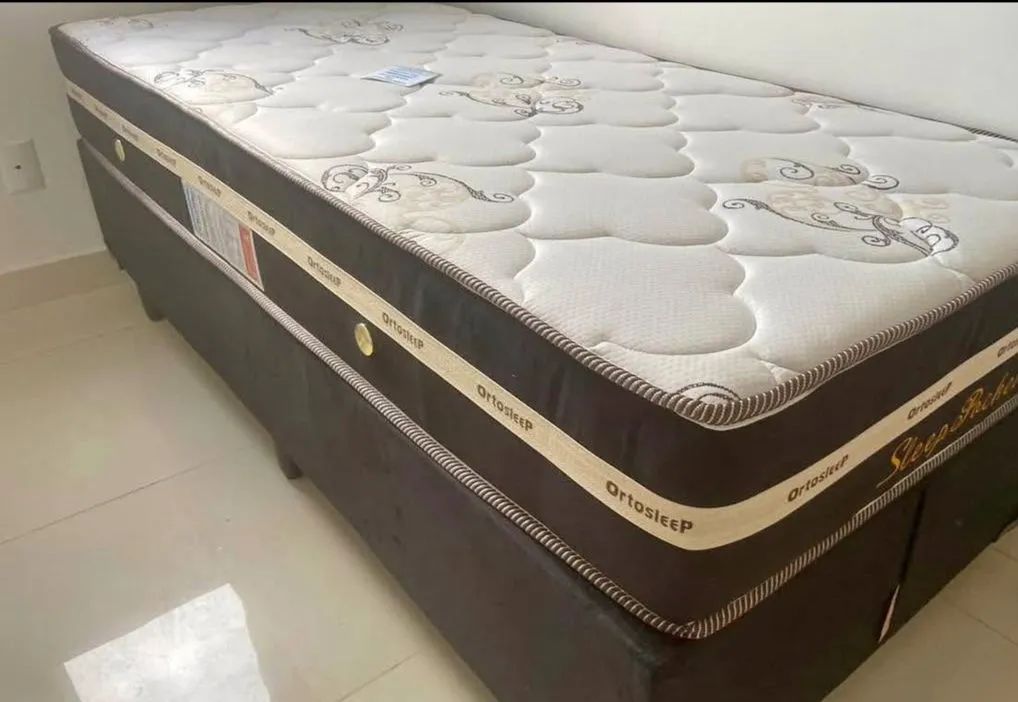 Cama. Solteiro  colchão molas pokt marrom 