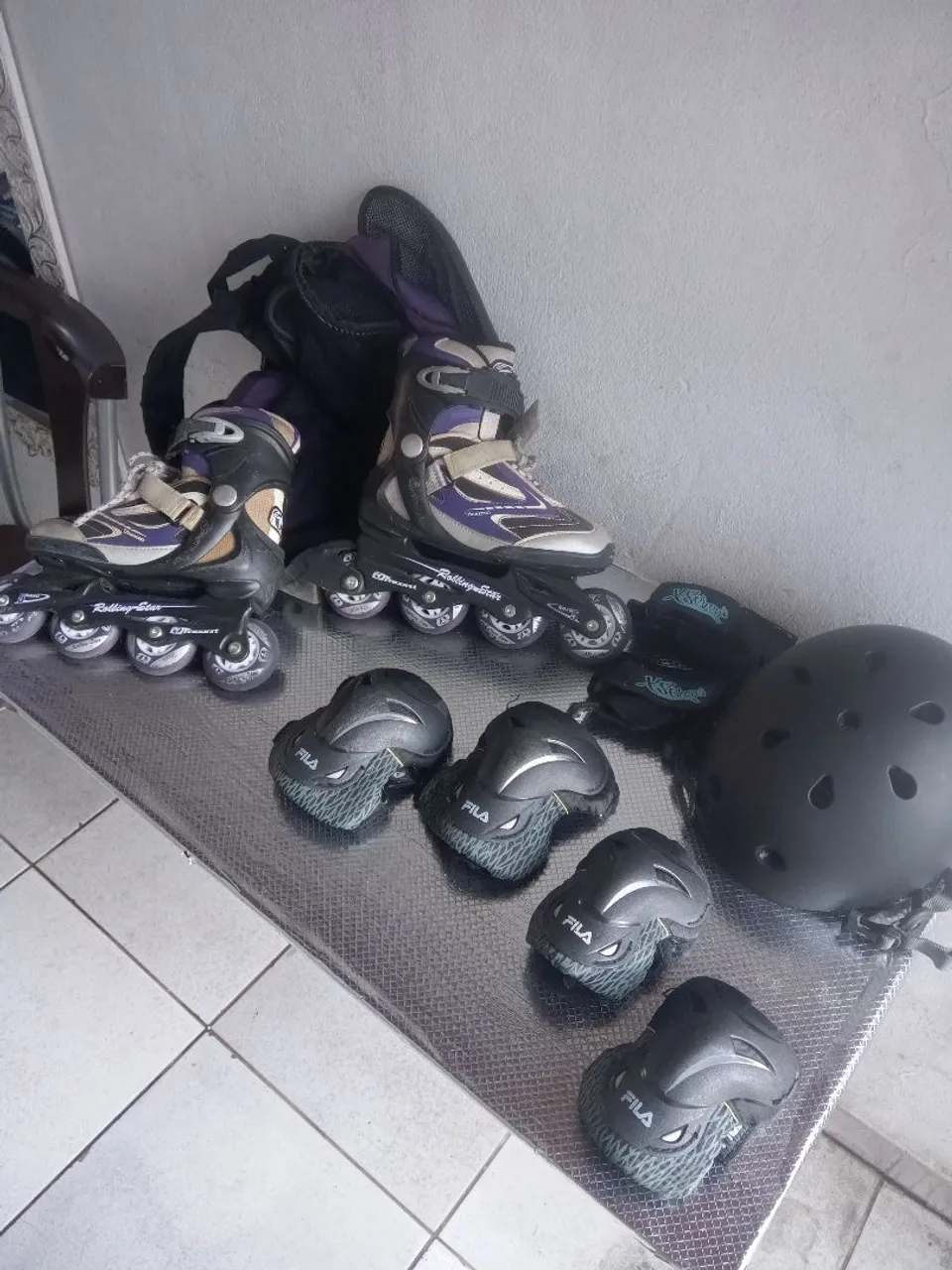 Kit Patins Rolling Star + Kit de Proteção Fila