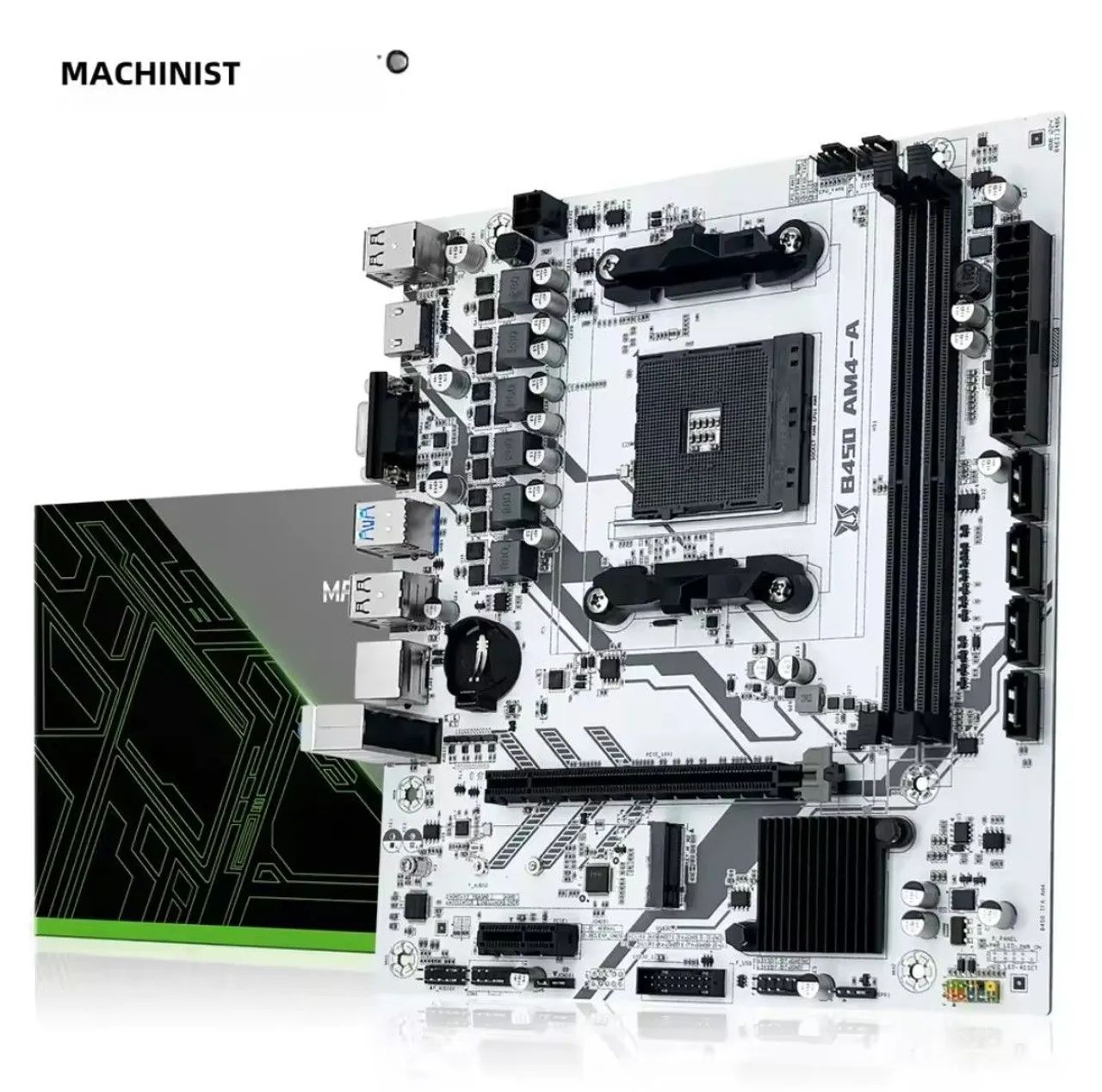 Placa mãe B450m Machinist, AM4, mATX, DDR4, Branca - Foto 3