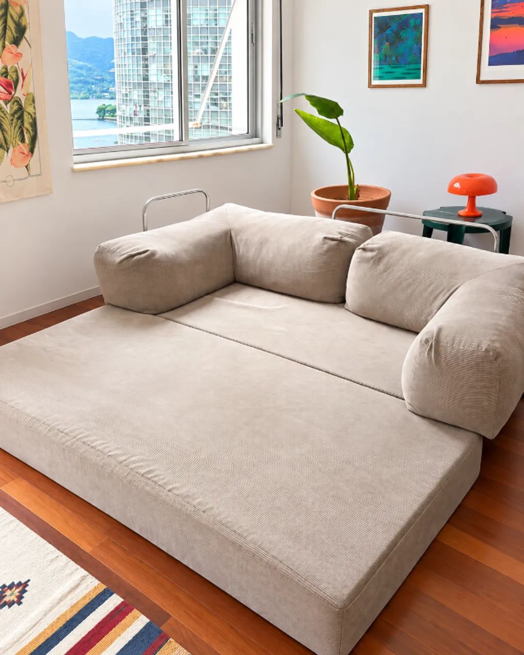 Sofá Cama 2 lugares Modelo Mood Valley Modular Bege Cotelê - Foto 3