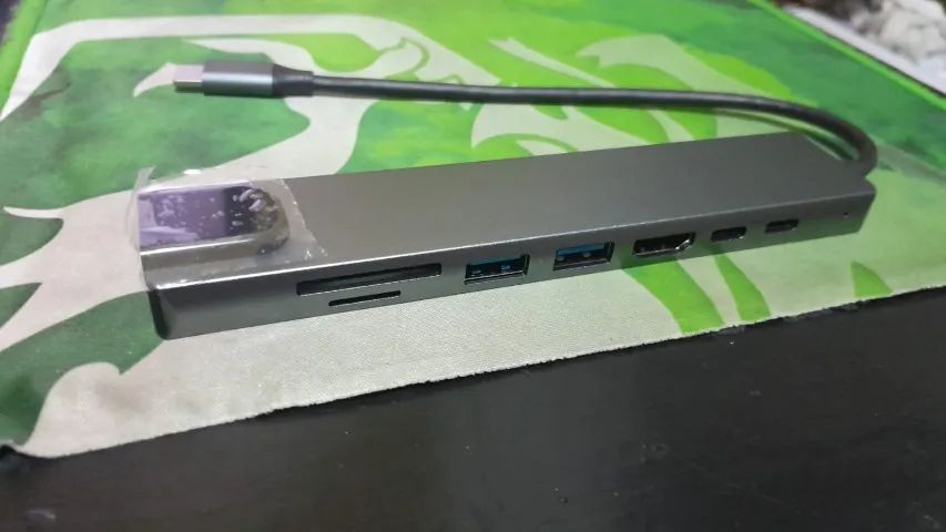 "HUB TYPE-C 8 EM 1 EM ALUMÍNIO - 4K UHD, HDMI, USB 3.0, SD/TF, RJ45 - NOVO! - Foto 2
