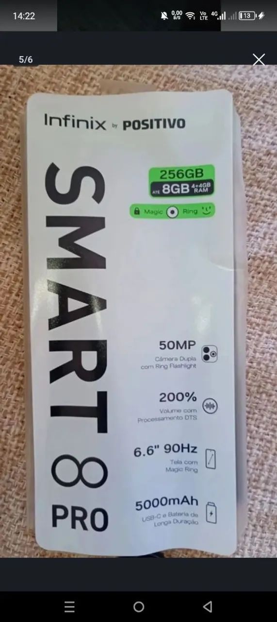 Para hoje infinix 8 pro 400  256 gb com caixa e fone  - Foto 5