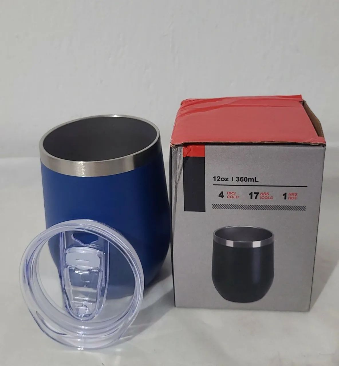 Copo azul marinho com tampa de 360 ml, lindo, novo, confortável.  - Foto 3