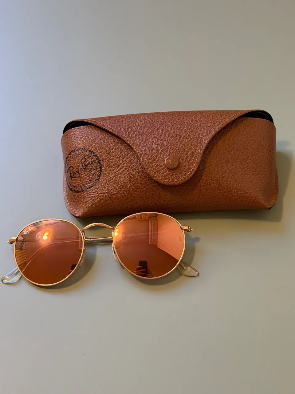 Ray-ban redondo espelhado Rosé