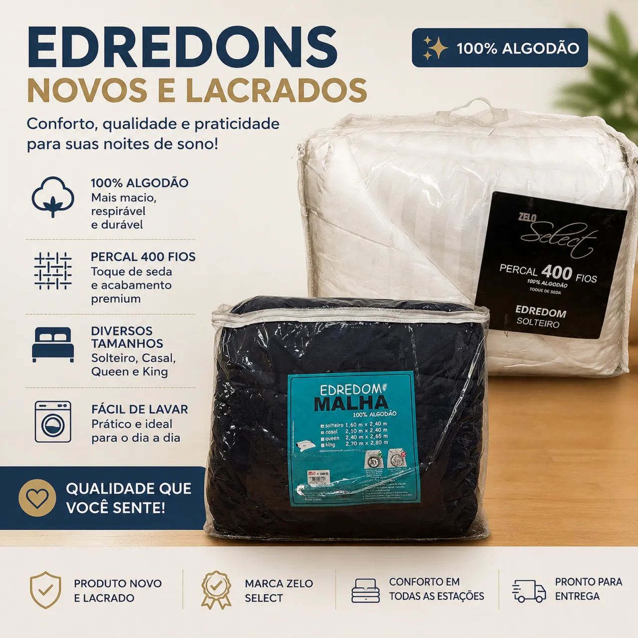 2 edredons solteiro 100% algodão - ZELO