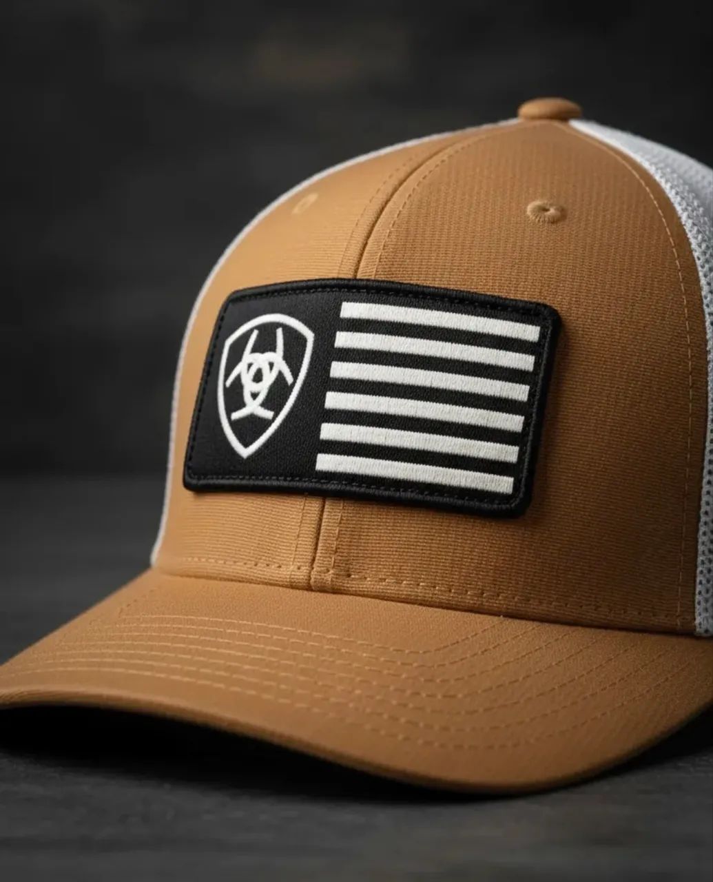 Boné Ariat original bandeira EUA marrom 