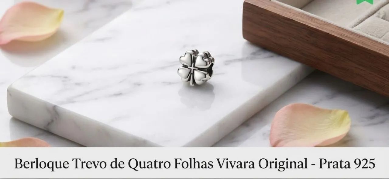 Berloque pingente vivara coroa e trevo - Foto 2