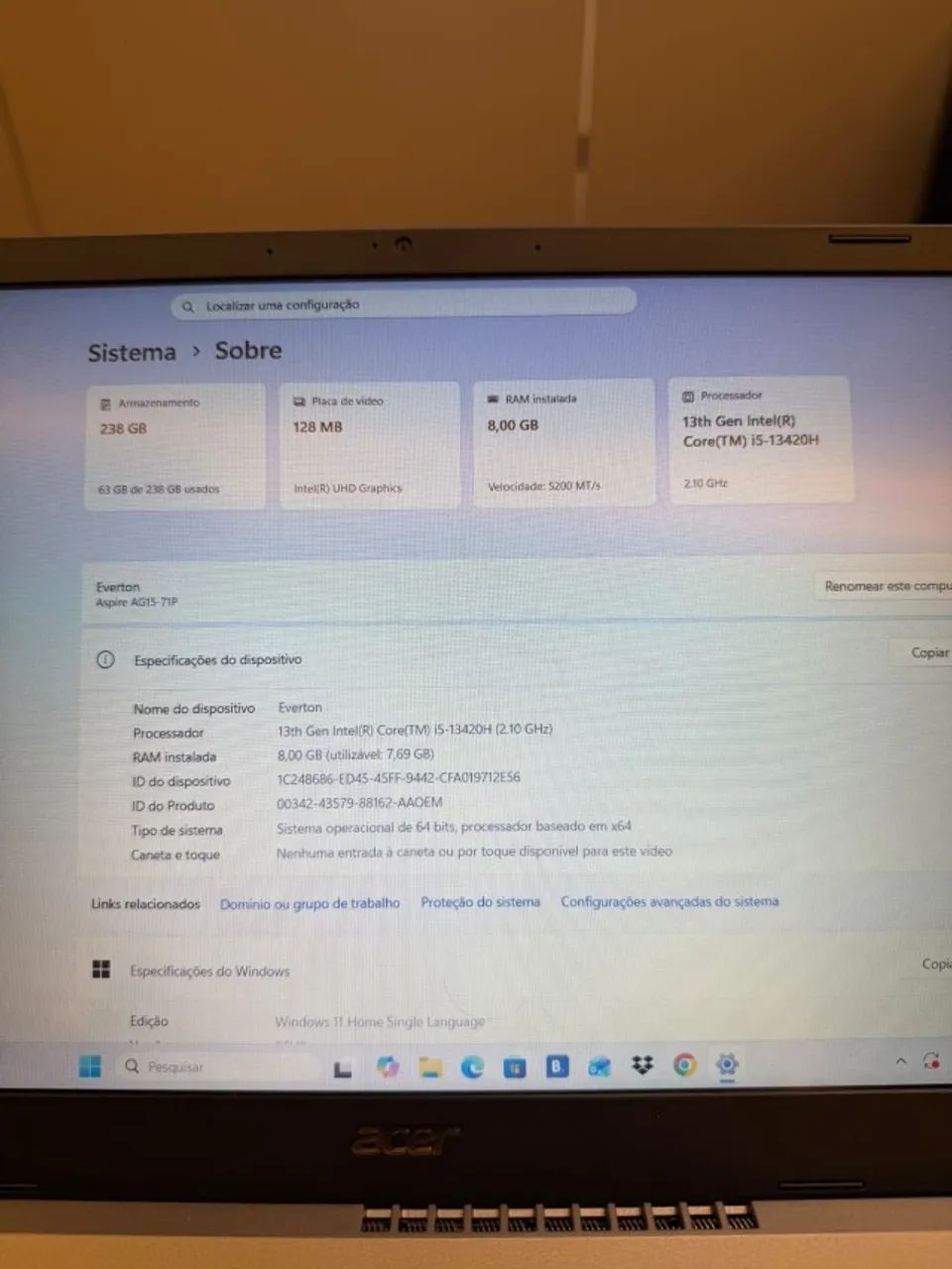 NOTEBOOK ACER ASPIRE GO INTEL ( PRA FACULDADE TOP ) - Foto 5