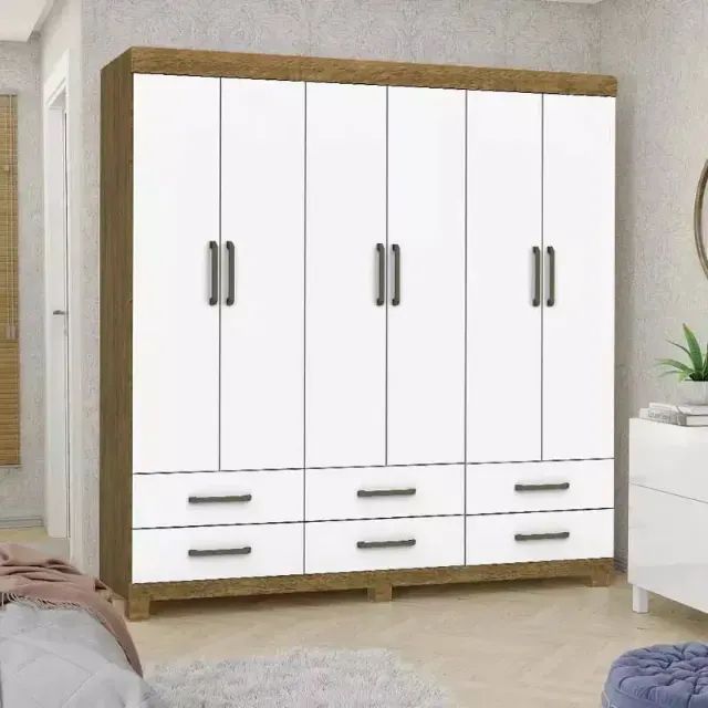 Guarda Roupa Dallas Cinamomo/Branco (ENTREGA GRÁTIS)