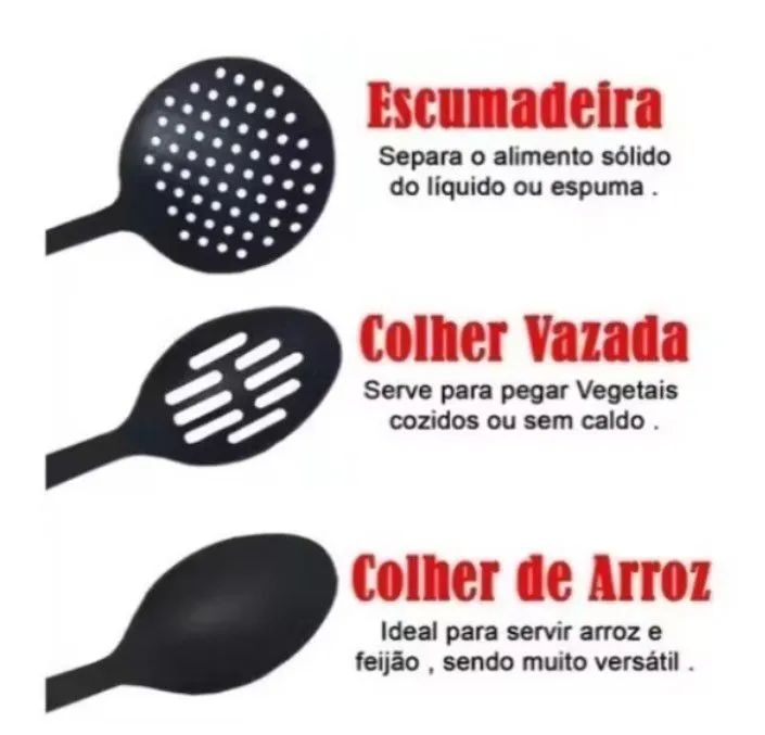 Kit  6 Utensílios de Cozinha Preto  - Foto 5