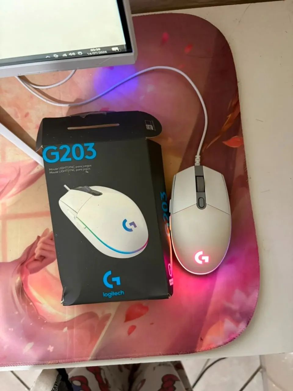 mouse gamer logitech g203 branco - Foto 2