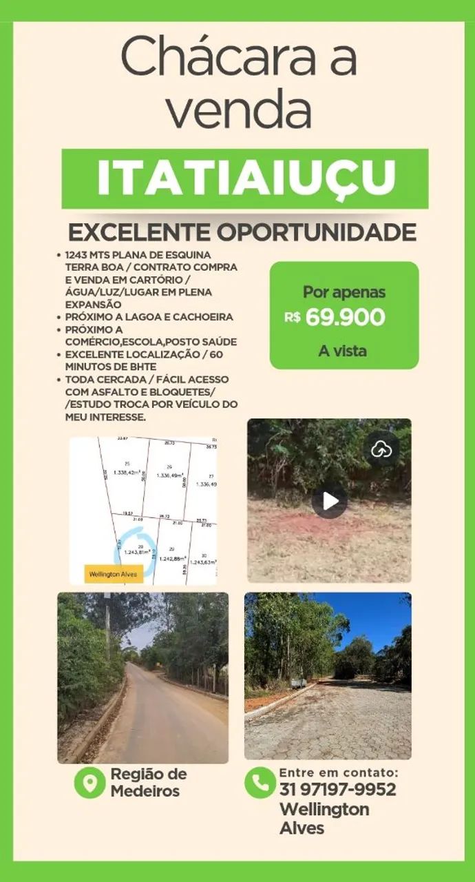 Excelente chácara plana  em ITATIAIUÇU/MG