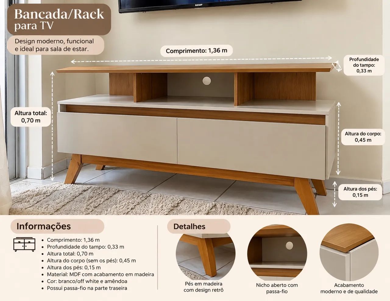 Rack bancada mdf 
