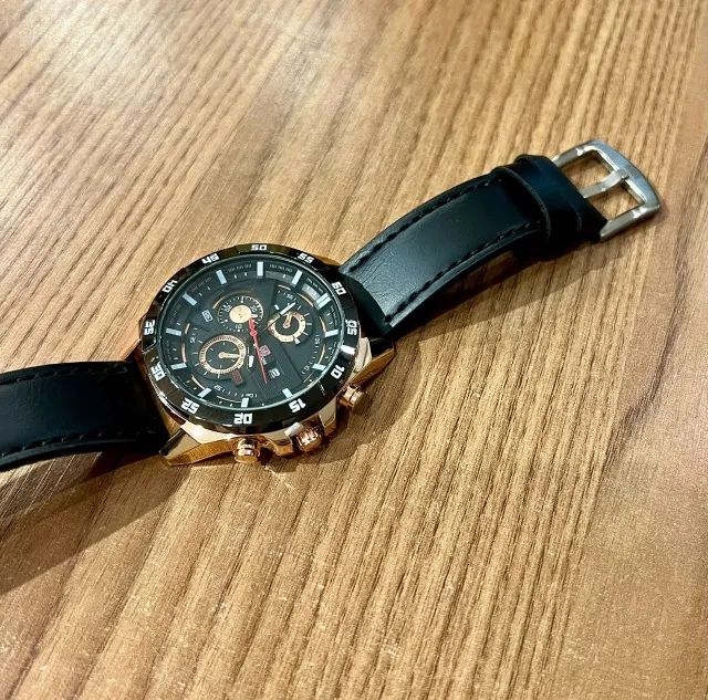 Relógio Masculino Va Va Von Com Pulseira De Couro Elegante - Foto 2