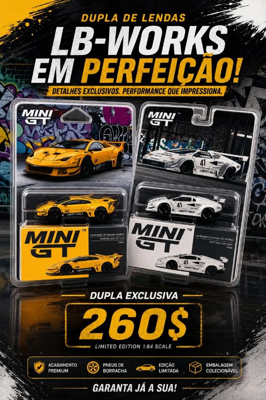 DUPLA MINI GT LB-WORKS - LAMBORGHINI | ESCALA 1:64 - Hobbies e