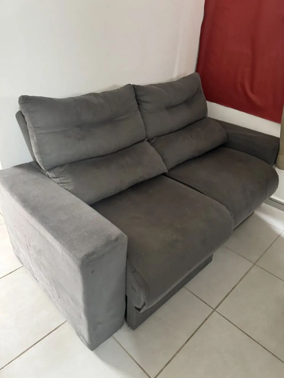 Sofá Retrátil e Reclinável 2 Lugares Cinza