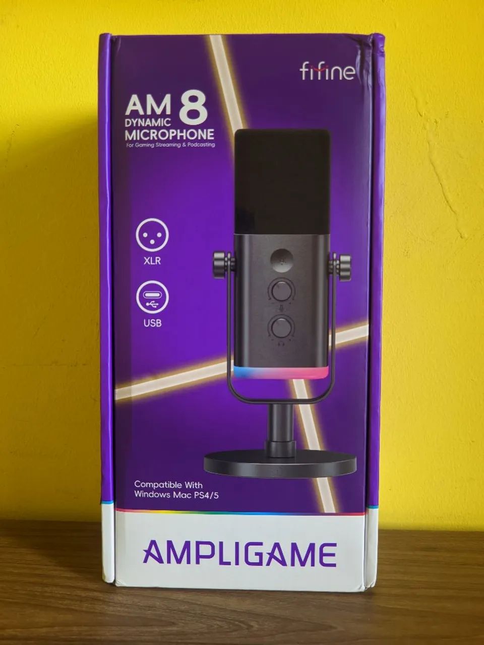 Microfone Gamer Fifine AmpliGame AM8 USB RGB Preto - Foto 6