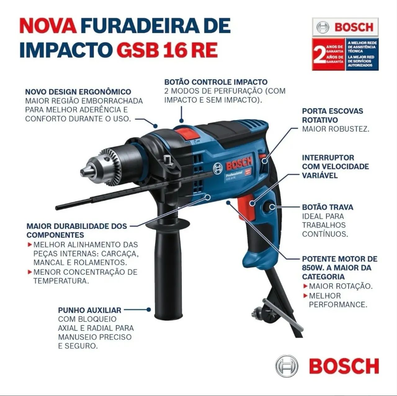Furadeira de impacto 1/2? (13mm) GSB 16 RE - Foto 2