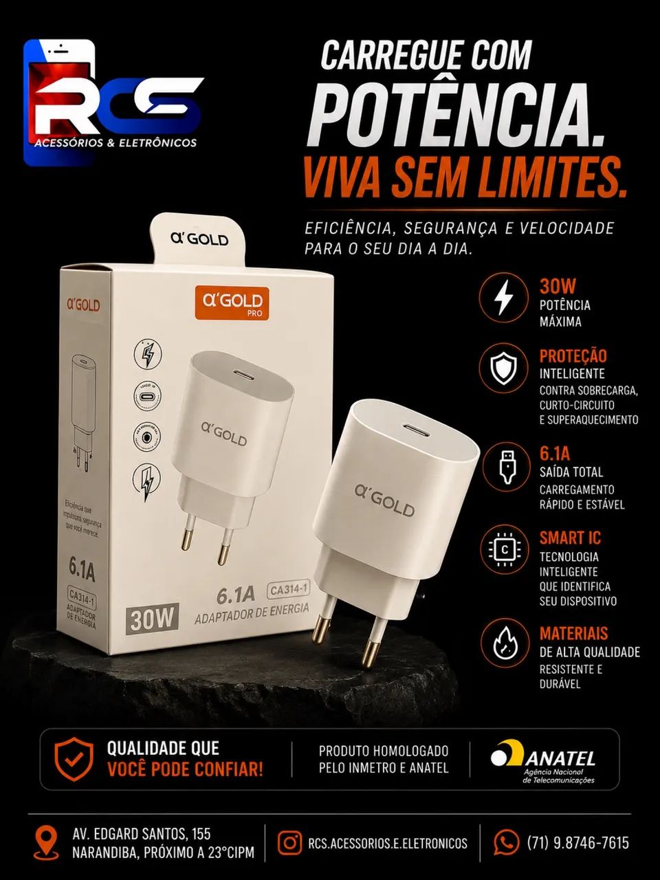 Fonte USB-C 30W A'GOLD