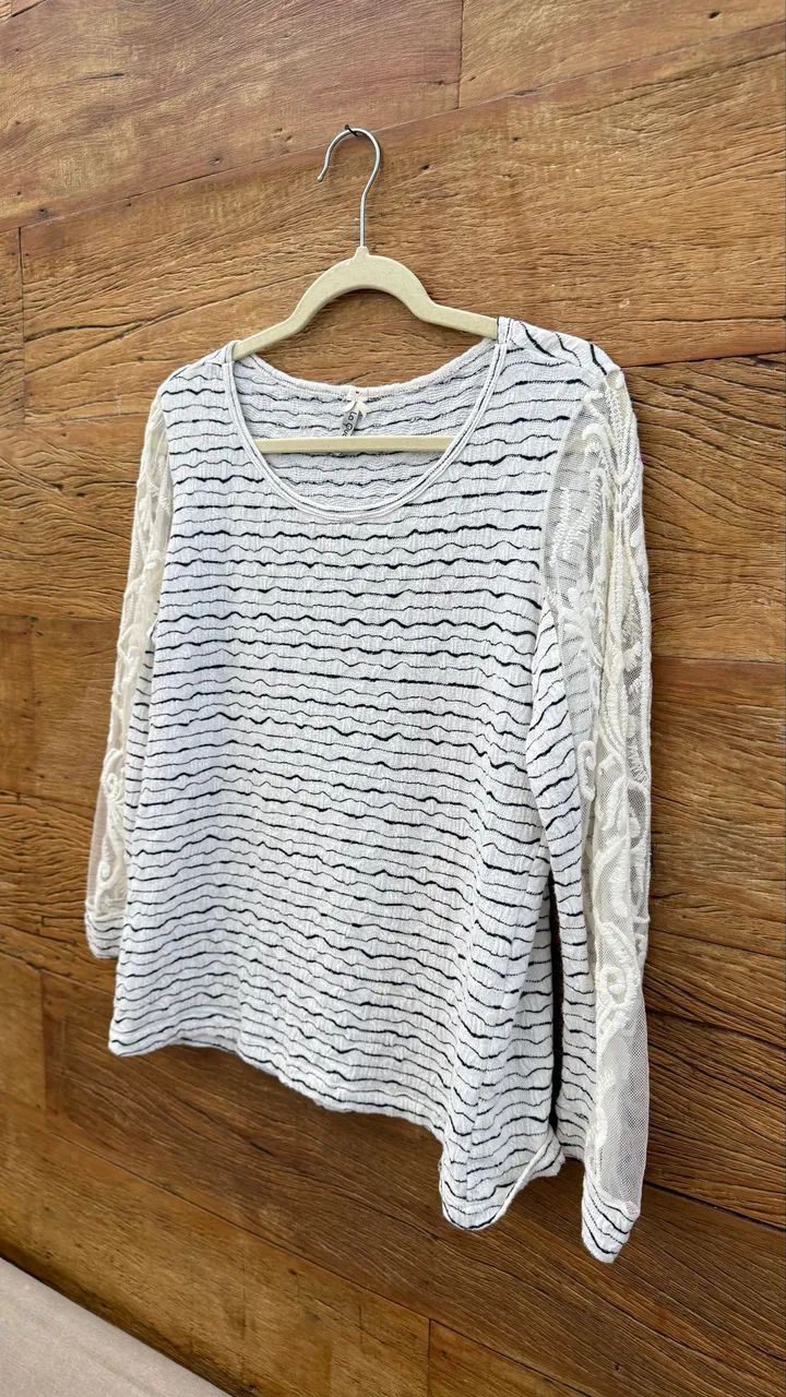 blusa  off white com renda m - Foto 5