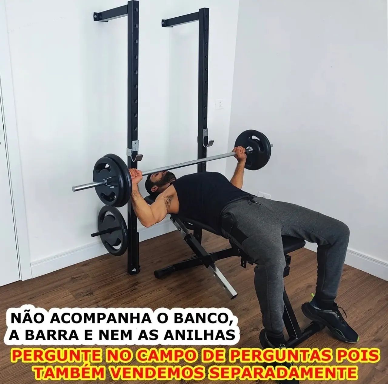 Rack De Parede Regulável P/ Agachamento, Supino E Bíceps - Foto 5
