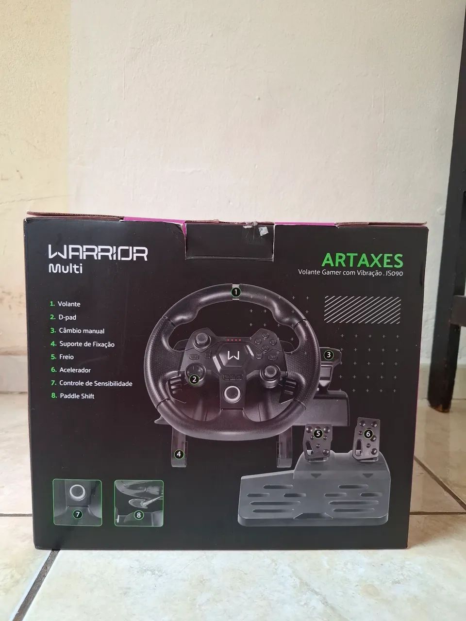 Volante warrior artaxes, com freio de mão para drift