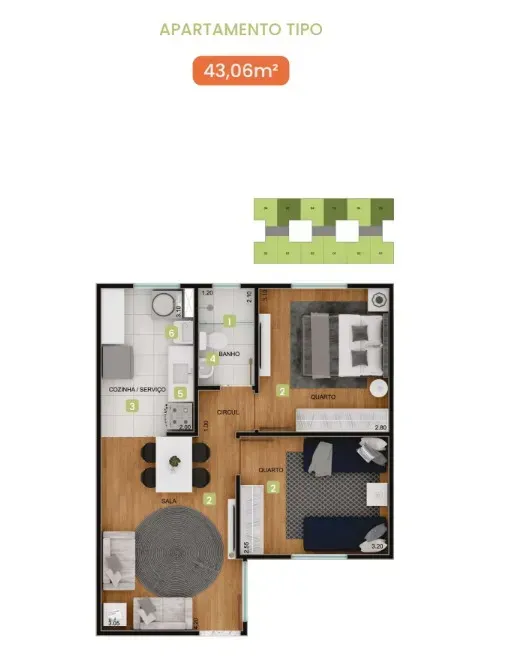 PLANTA 43m²