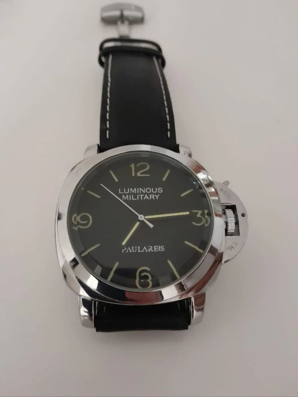 Relógio masculino automático com pulseira em couro legítimo 