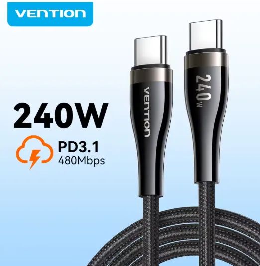 Cabo Vention 240W Usb-c pra Usb-c Nylon 1.2m Lacrado