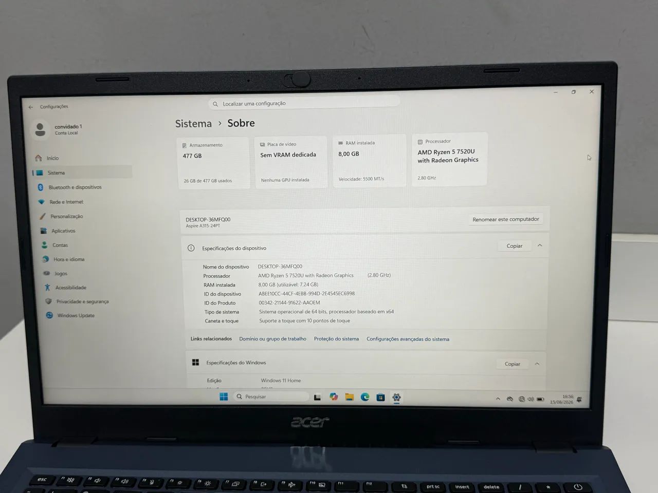 Notebook  Ryzen Acer Aspire 3 Touchscreen! - Foto 5