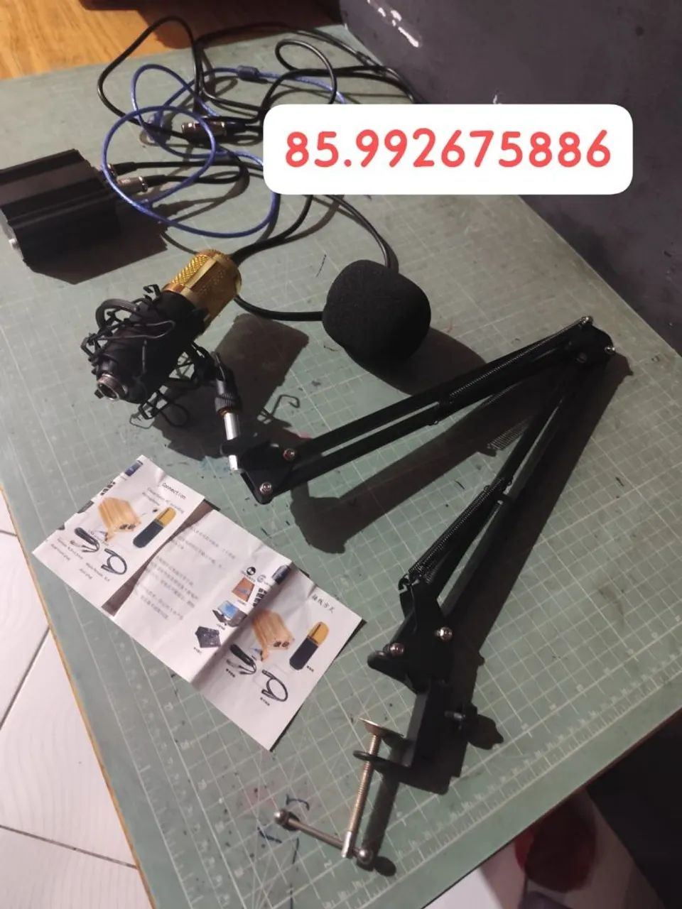 Microfone Phantom Power braço articulado 