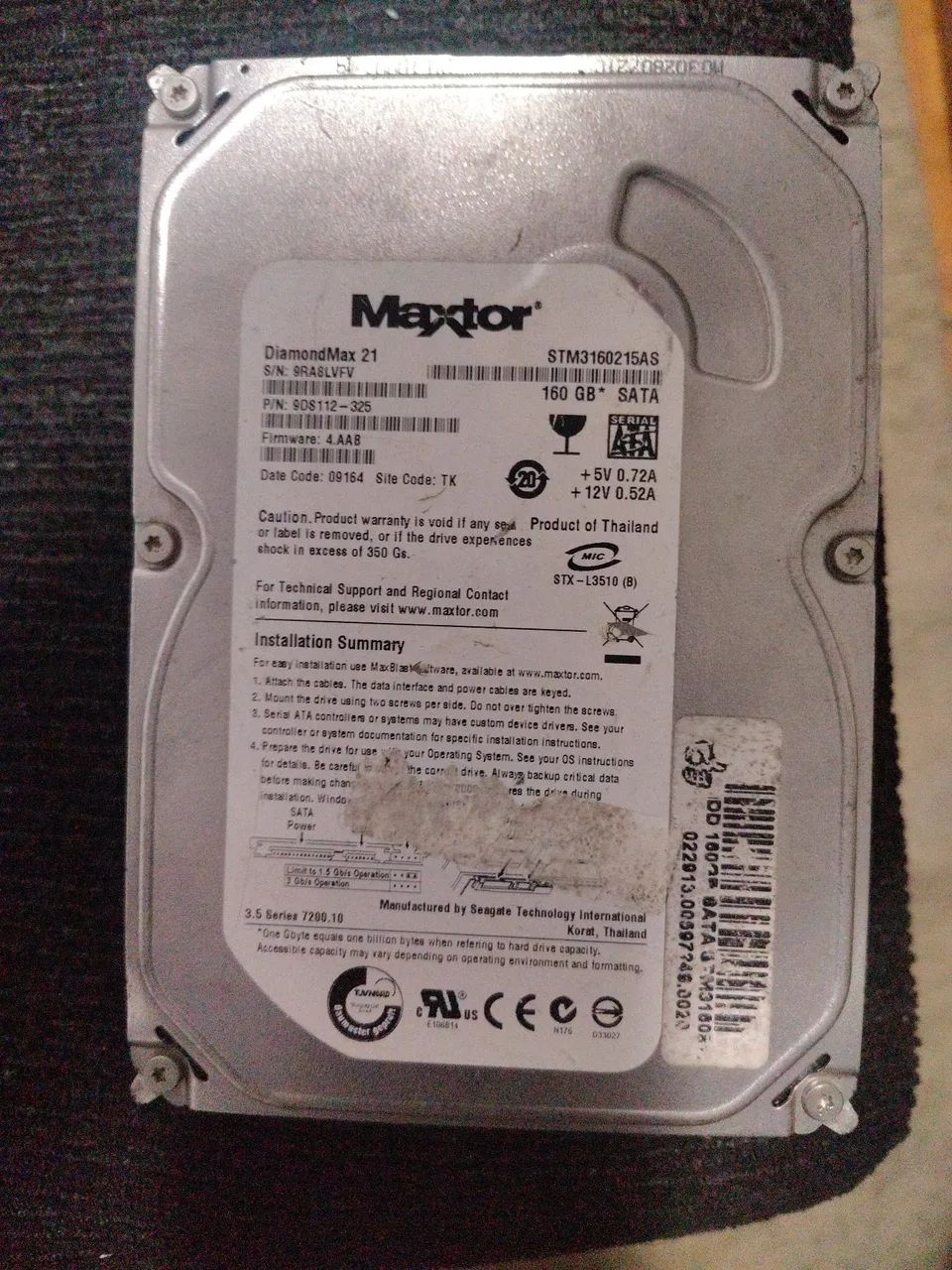 HD Hard Disk Disco Rígido 3.5 160 GB Maxtor Usado