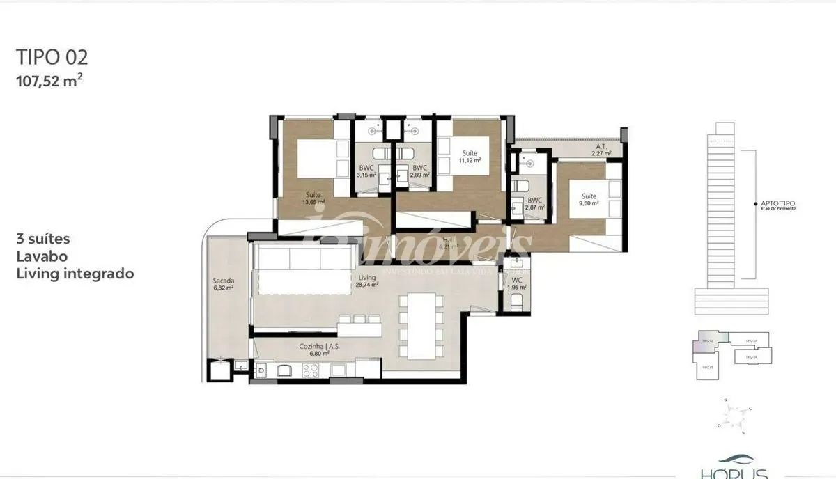 Apartamento à venda, com vista para o mar, 3 quartos sendo 3 suítes, 2 vagas, Hórus Reside - Foto 8