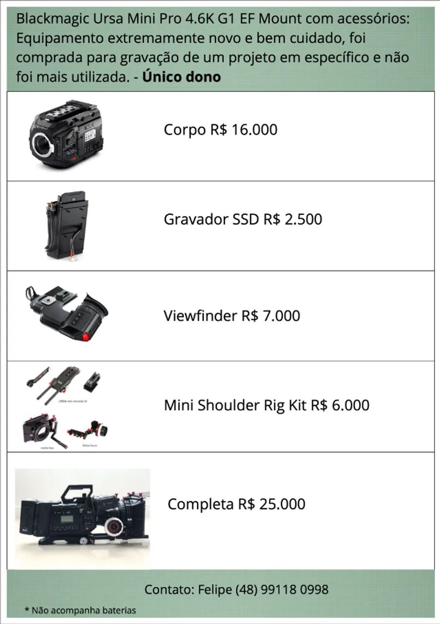 Blackmagic URSA Mini Pro + Acessórios (Vendo Kit ou Itens Separados) - Foto 2