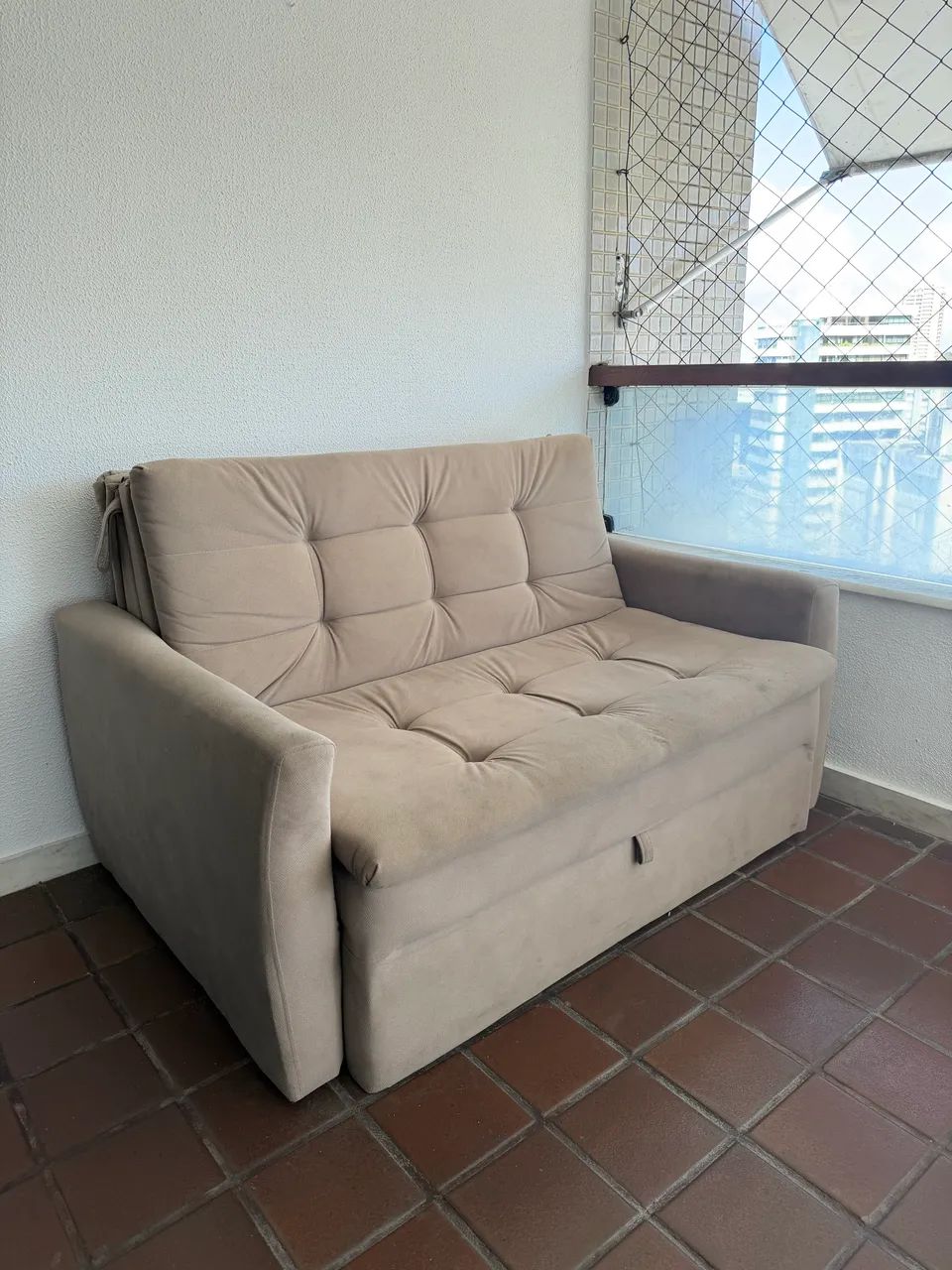 Sofá-Cama 2 Lugares Retrátil/Reclinável Bege