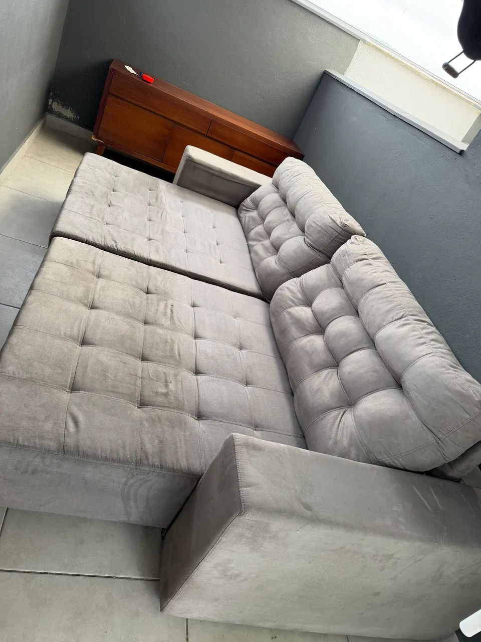 Sofá retrátil Cinza 2,90 - Foto 2