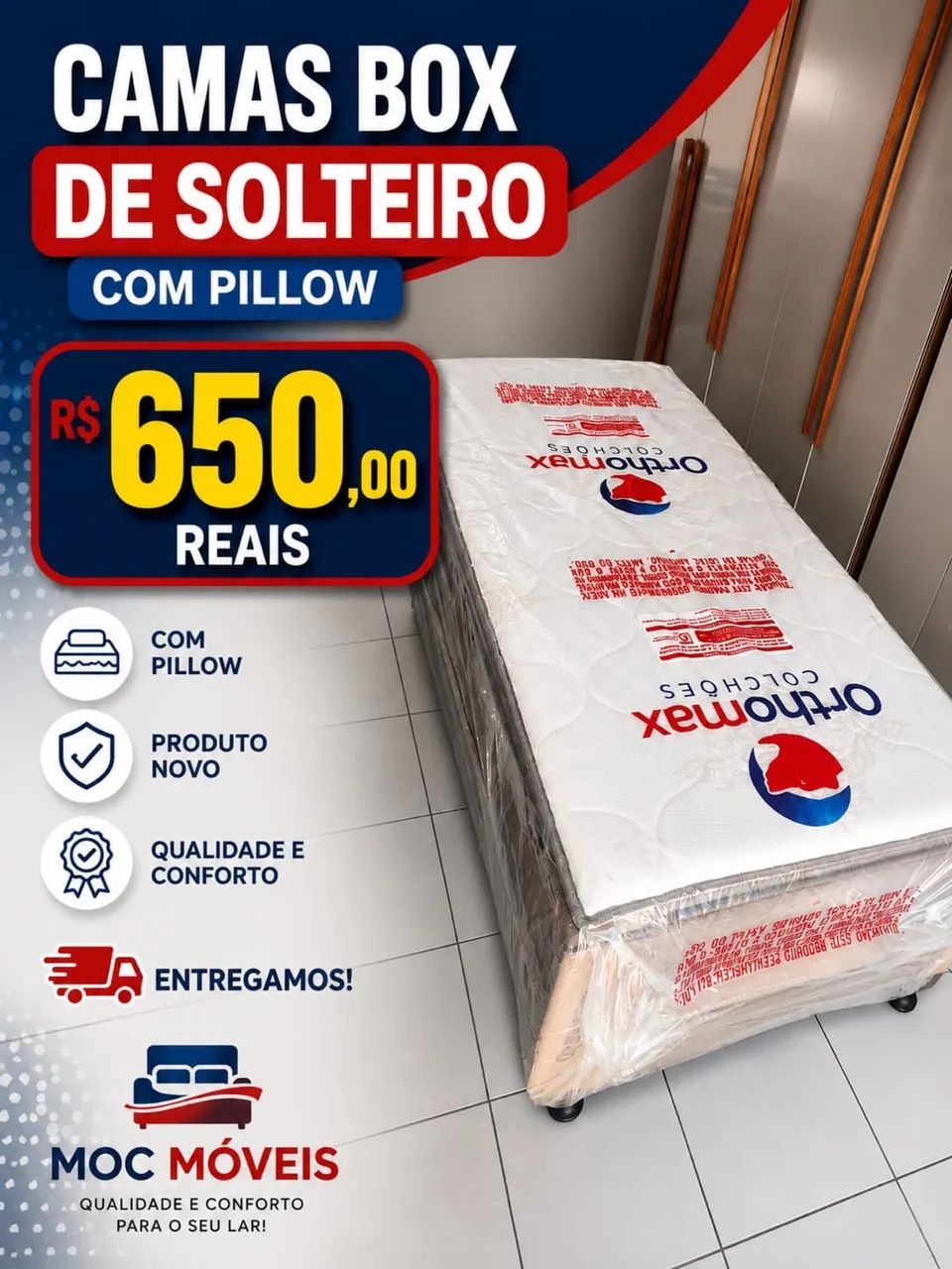 CAMAS BOX SOLTEIRO COM PILLOW NOVAS