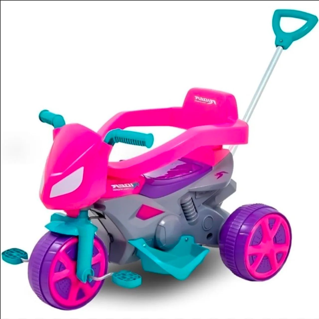 Triciclo com andador infantil Rider Rosa